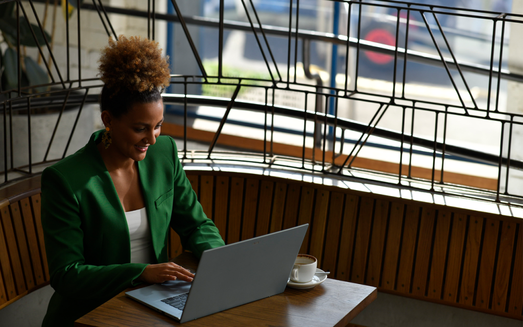 Woman working on Acer Aspire 5